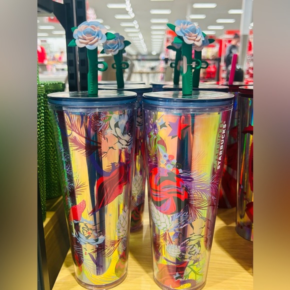 Starbucks Rose Silicone Topper Cup Iridescent Tumbler Venti New 2023 Holiday New - Picture 9 of 16